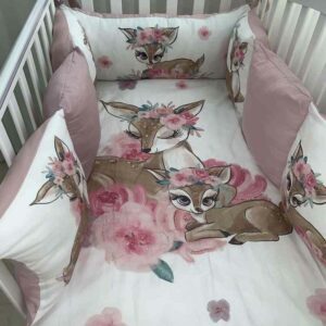 סט מצעים למיטת תינוק - דגם במבי